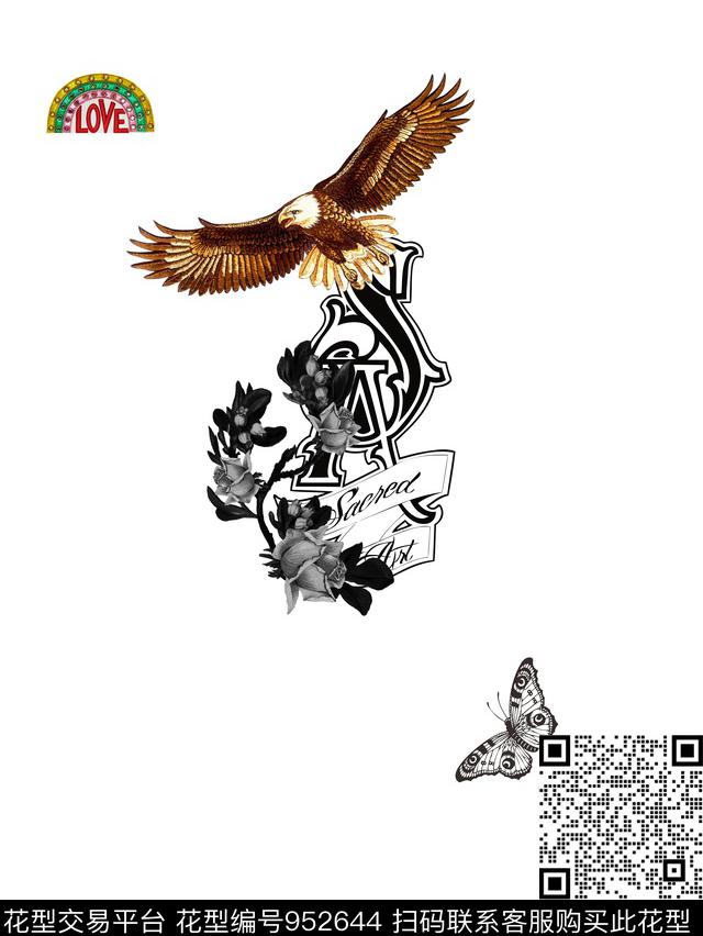 猫头鹰定位花几何数码印花华亿平台下载（图片编号: 952644） - 瓦栏（Walan）