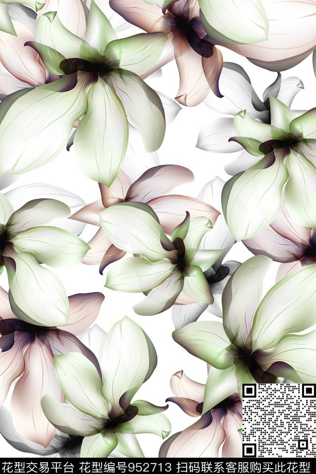 朦胧花卉春夏华亿平台水漾数码印花华亿平台下载（图片编号: 952713） - 瓦栏（Walan）