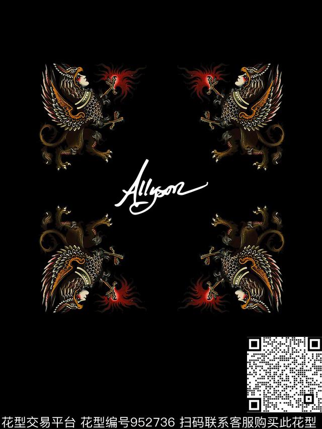 抽象定位花几何数码印花华亿平台下载（图片编号: 952736） - 瓦栏（Walan）