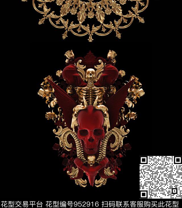 潮牌欧美红骨头数码印花华亿平台下载（图片编号: 952916） - 瓦栏（Walan）