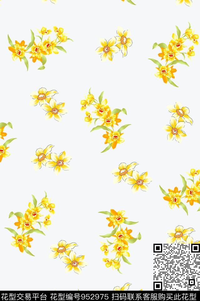 花卉纹理黄花数码印花华亿平台下载（图片编号: 952975） - 瓦栏（Walan）