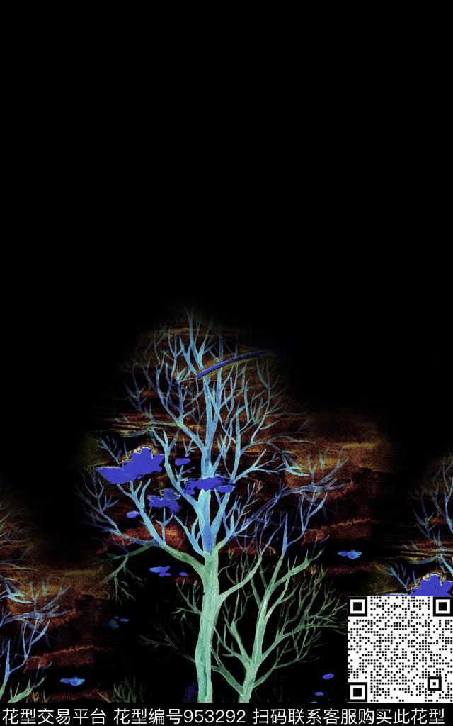 艺术胸前独幅定位花数码印花华亿平台下载（图片编号: 953292） - 瓦栏（Walan）