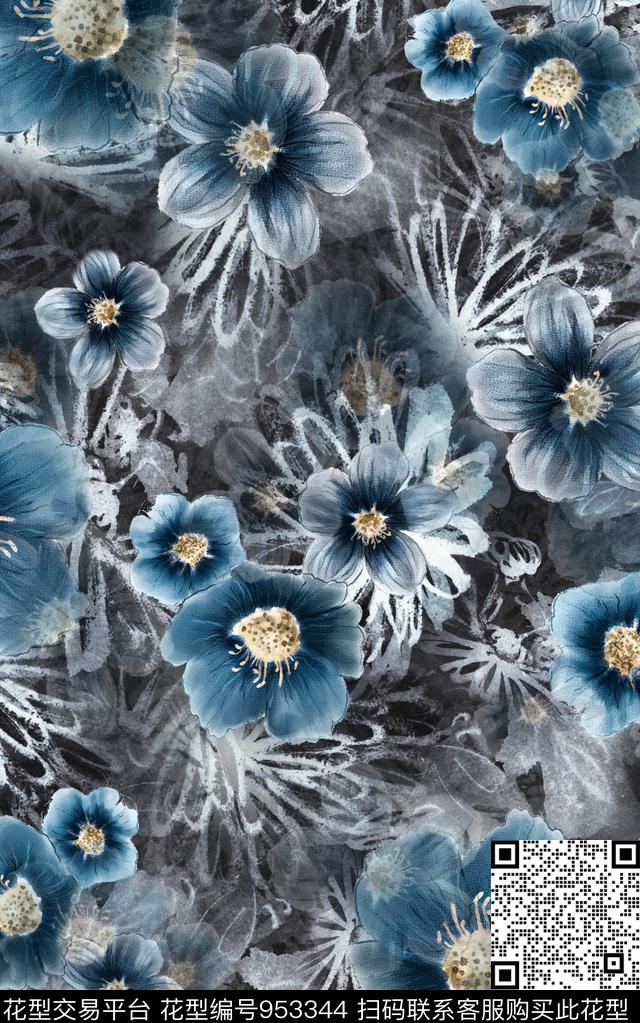 民族风抽象花卉数码印花华亿平台下载（图片编号: 953344） - 瓦栏（Walan）