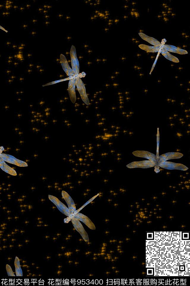 肌理男装蜻蜓数码印花华亿平台下载（图片编号: 953400） - 瓦栏（Walan）