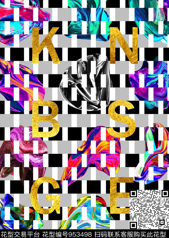 数码华亿平台休闲抽象数码印花华亿平台下载（图片编号: 953498） - 瓦栏（Walan）