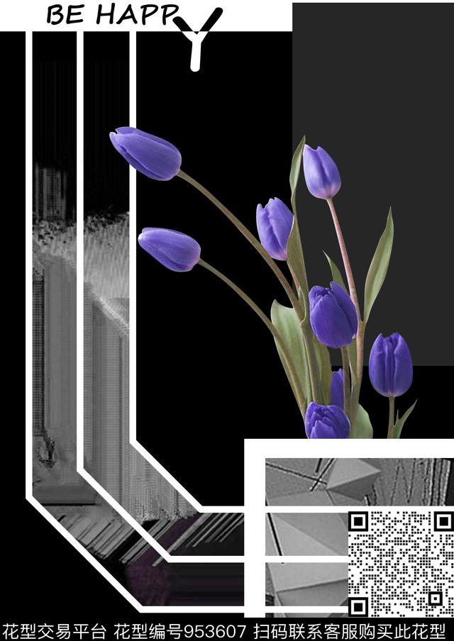 绘画胸前独幅数码华亿平台数码印花华亿平台下载（图片编号: 953607） - 瓦栏（Walan）