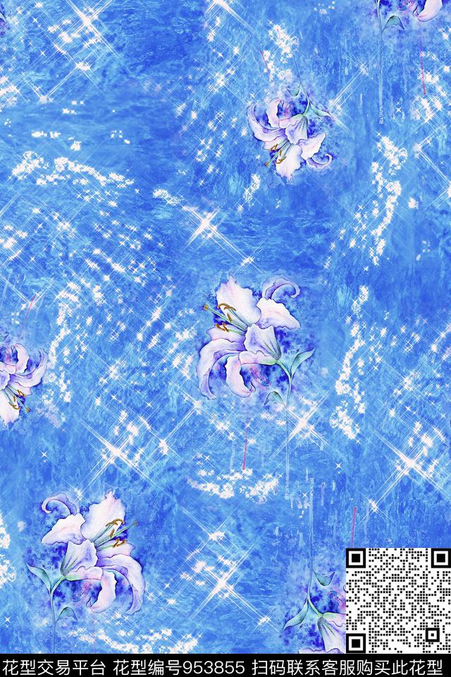 肌理炫彩花卉数码印花华亿平台下载（图片编号: 953855） - 瓦栏（Walan）
