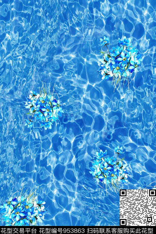 肌理炫彩花卉数码印花华亿平台下载（图片编号: 953863） - 瓦栏（Walan）