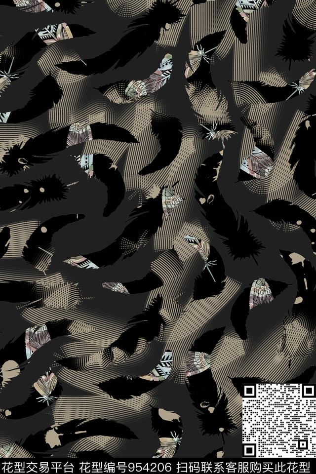 线条男装抽象数码印花华亿平台下载（图片编号: 954206） - 瓦栏（Walan）