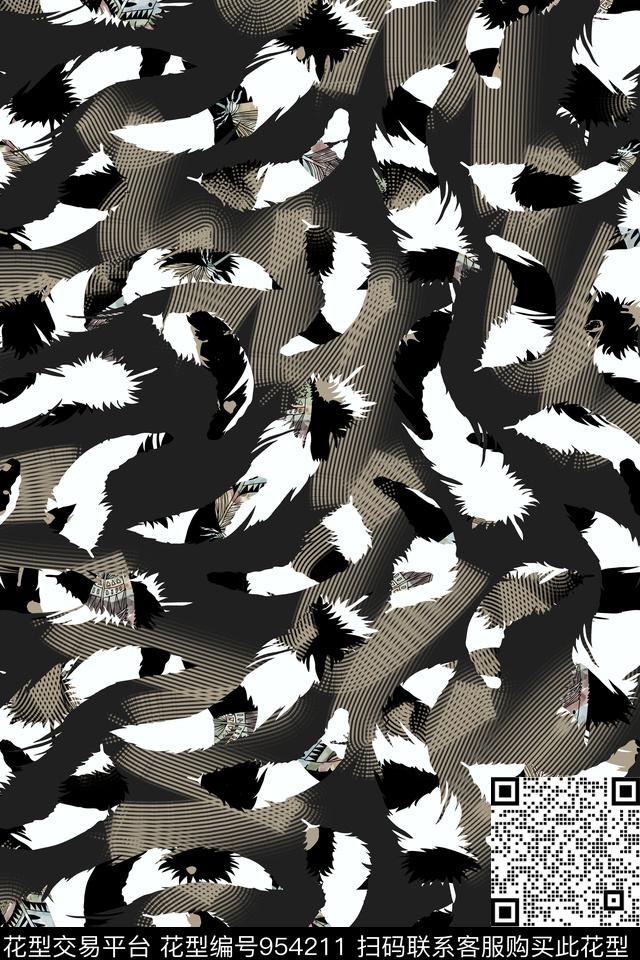 线条男装抽象数码印花华亿平台下载（图片编号: 954211） - 瓦栏（Walan）