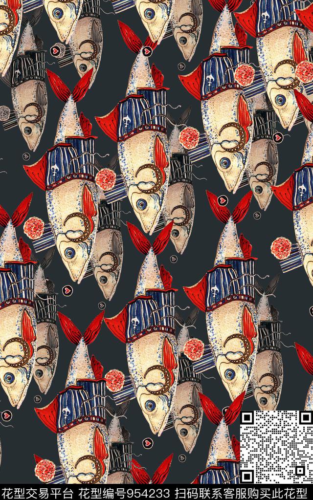 数码华亿平台动物鱼数码印花华亿平台下载（图片编号: 954233） - 瓦栏（Walan）