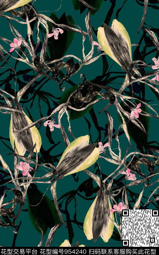 小碎花花卉清爽底花卉数码印花华亿平台下载（图片编号: 954240） - 瓦栏（Walan）