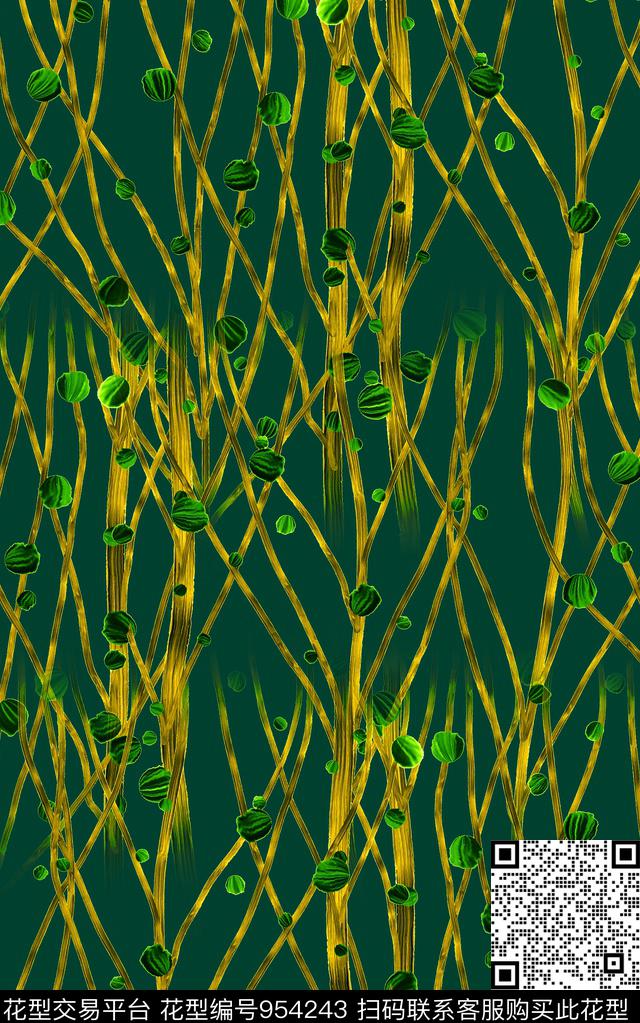 小碎花线条花卉数码印花华亿平台下载（图片编号: 954243） - 瓦栏（Walan）