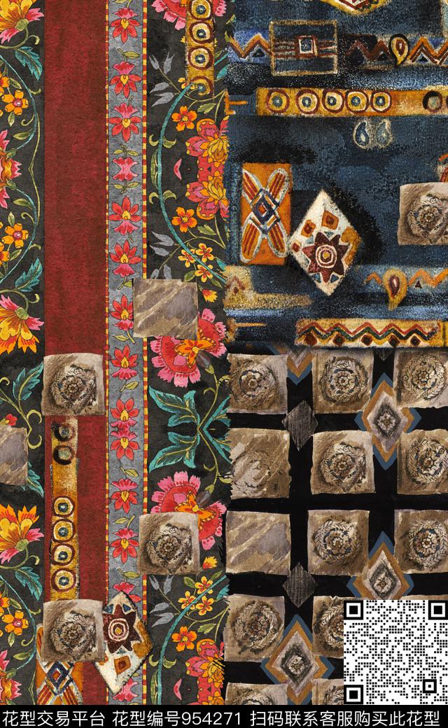 民族风数码华亿平台定位花数码印花华亿平台下载（图片编号: 954271） - 瓦栏（Walan）