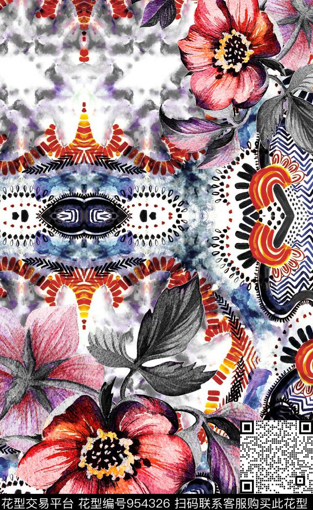 民族风数码华亿平台定位花数码印花华亿平台下载（图片编号: 954326） - 瓦栏（Walan）