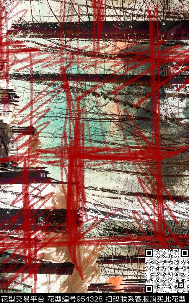 数码华亿平台抽象几何数码印花华亿平台下载（图片编号: 954328） - 瓦栏（Walan）