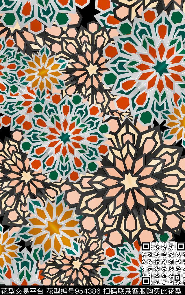 民族风数码华亿平台几何数码印花华亿平台下载（图片编号: 954386） - 瓦栏（Walan）