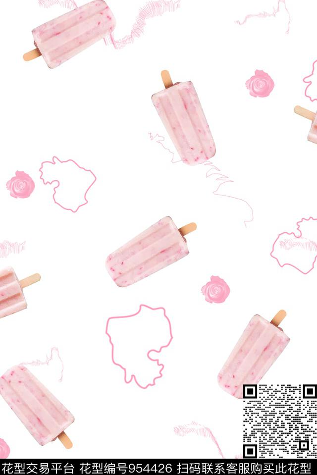 春夏华亿平台线条艺术数码印花华亿平台下载（图片编号: 954426） - 瓦栏（Walan）