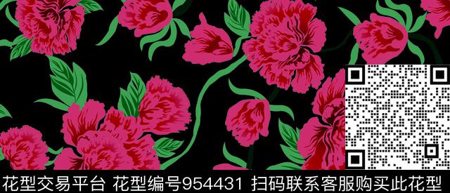 淑女花卉动物数码印花华亿平台下载（图片编号: 954431） - 瓦栏（Walan）