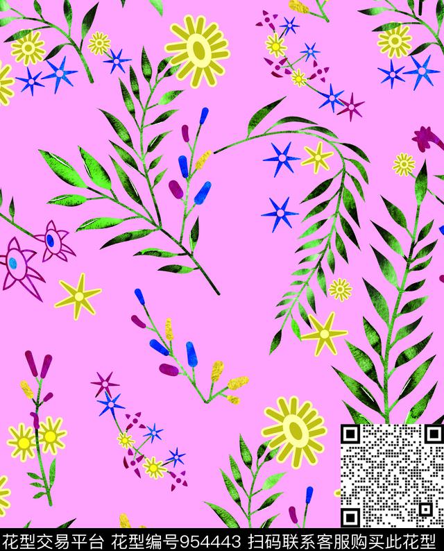 淑女花卉动物数码印花华亿平台下载（图片编号: 954443） - 瓦栏（Walan）