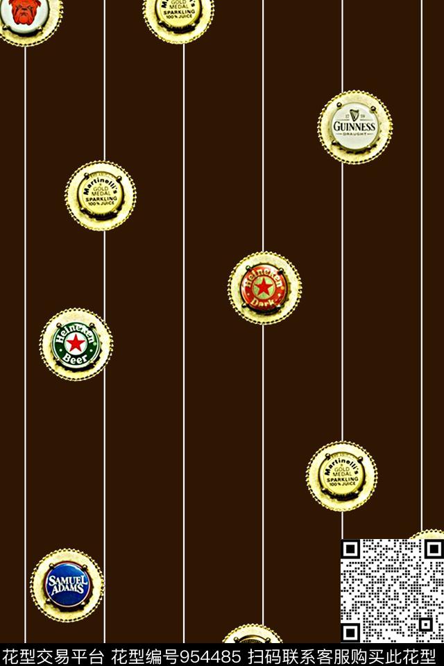 黑底花卉女装休闲数码印花华亿平台下载（图片编号: 954485） - 瓦栏（Walan）