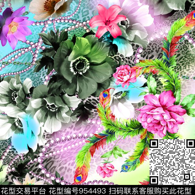 淑女花卉动物数码印花华亿平台下载（图片编号: 954493） - 瓦栏（Walan）