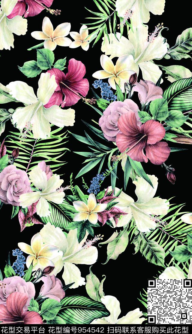 淑女花卉动物数码印花华亿平台下载（图片编号: 954542） - 瓦栏（Walan）