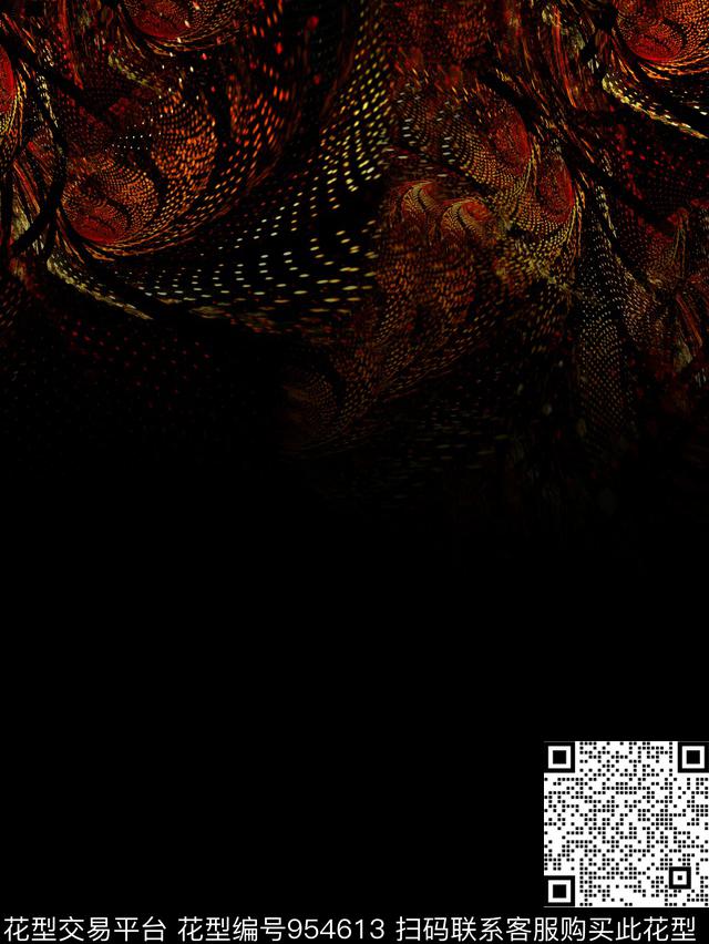 抽象定位花潮牌数码印花华亿平台下载（图片编号: 954613） - 瓦栏（Walan）