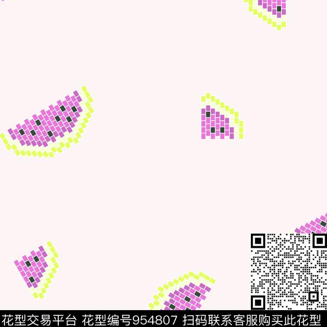 趣味矢量西瓜传统印花华亿平台下载（图片编号: 954807） - 瓦栏（Walan）