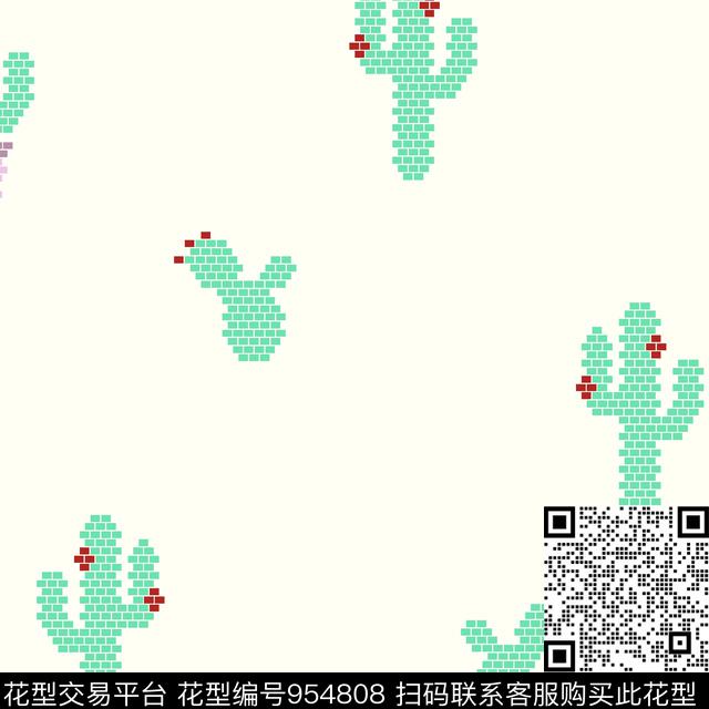 趣味矢量仙人掌传统印花华亿平台下载（图片编号: 954808） - 瓦栏（Walan）