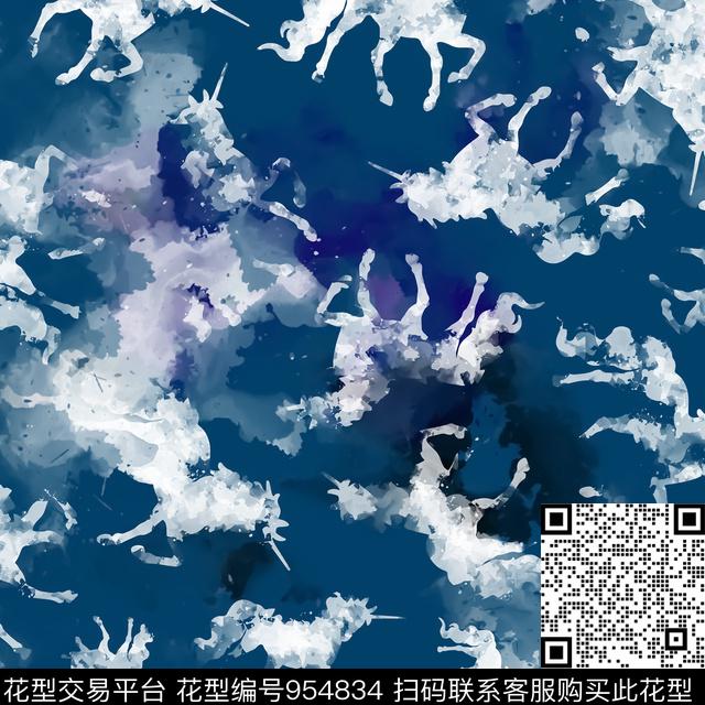 泼墨女装迷彩数码印花华亿平台下载（图片编号: 954834） - 瓦栏（Walan）