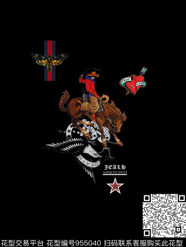 爱心男装定位花数码印花华亿平台下载（图片编号: 955040） - 瓦栏（Walan）