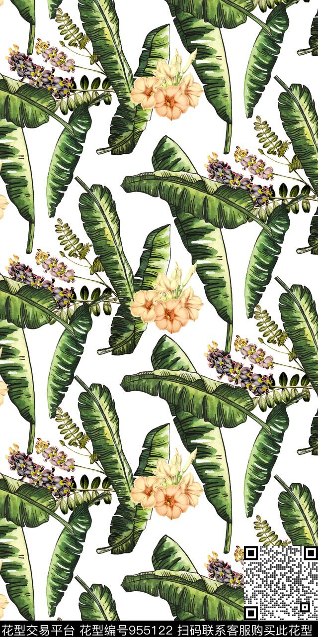 数码华亿平台满版散花热带华亿平台数码印花华亿平台下载（图片编号: 955122） - 瓦栏（Walan）
