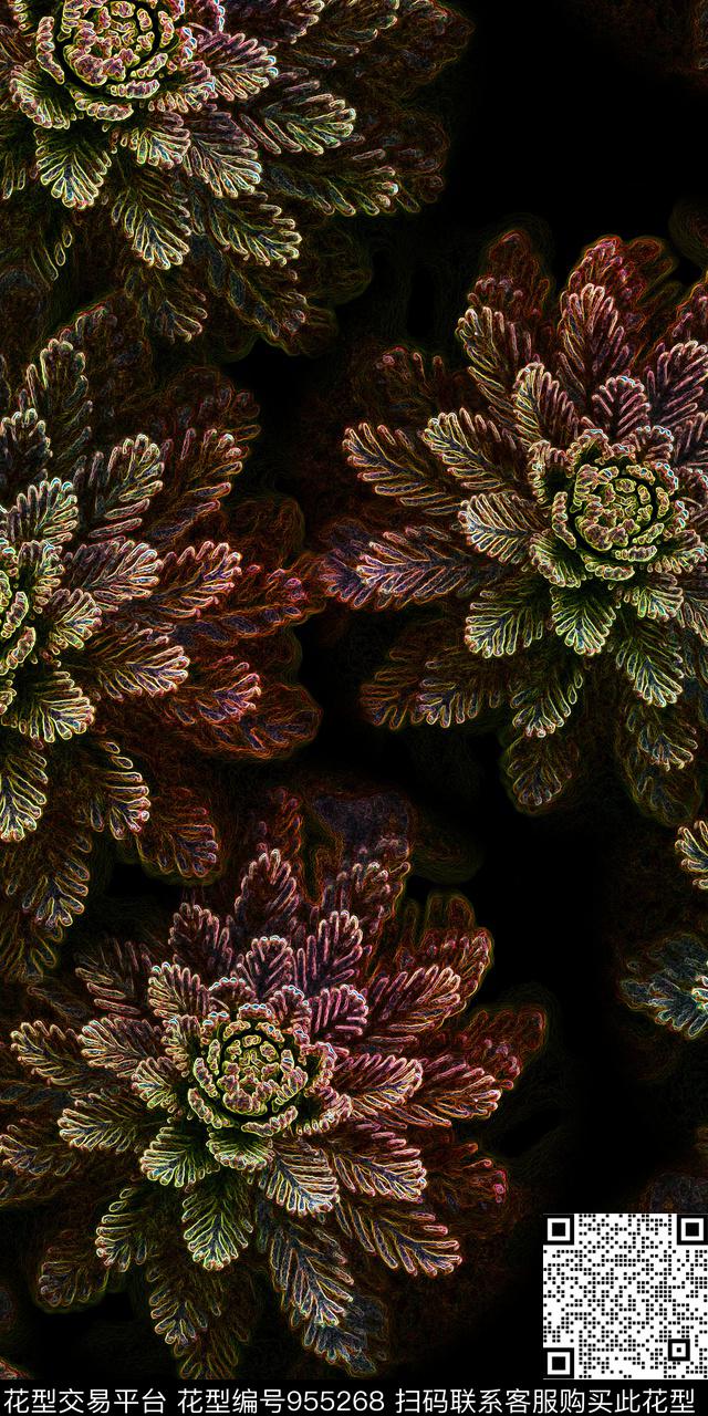 3D立体女装花卉数码印花华亿平台下载（图片编号: 955268） - 瓦栏（Walan）