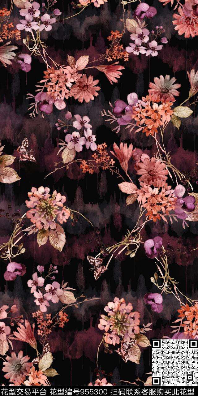 数码华亿平台满版散花大牌风数码印花华亿平台下载（图片编号: 955300） - 瓦栏（Walan）