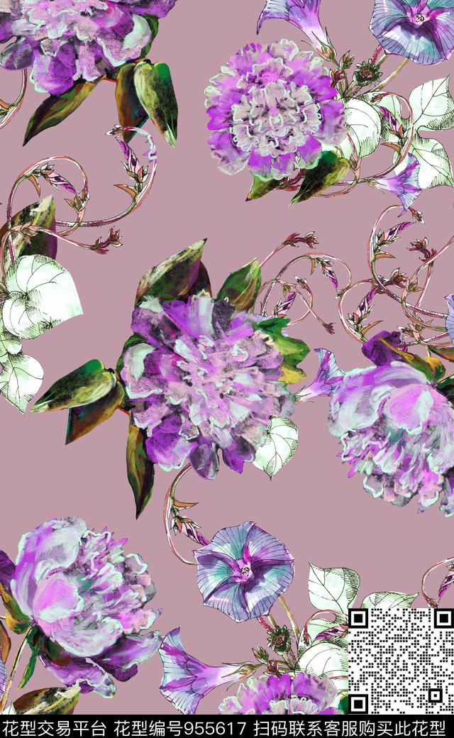 植物素雅数码华亿平台数码印花华亿平台下载（图片编号: 955617） - 瓦栏（Walan）