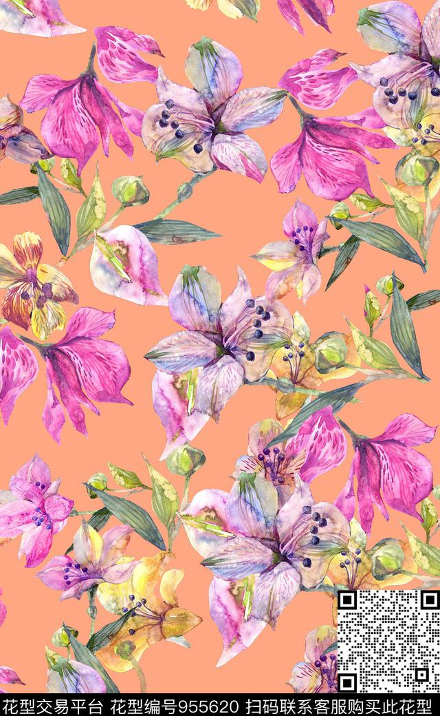 植物素雅数码华亿平台数码印花华亿平台下载（图片编号: 955620） - 瓦栏（Walan）