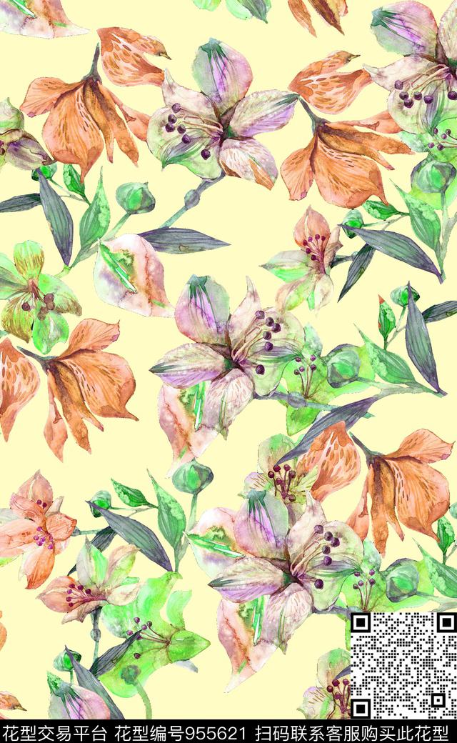 植物素雅数码华亿平台数码印花华亿平台下载（图片编号: 955621） - 瓦栏（Walan）