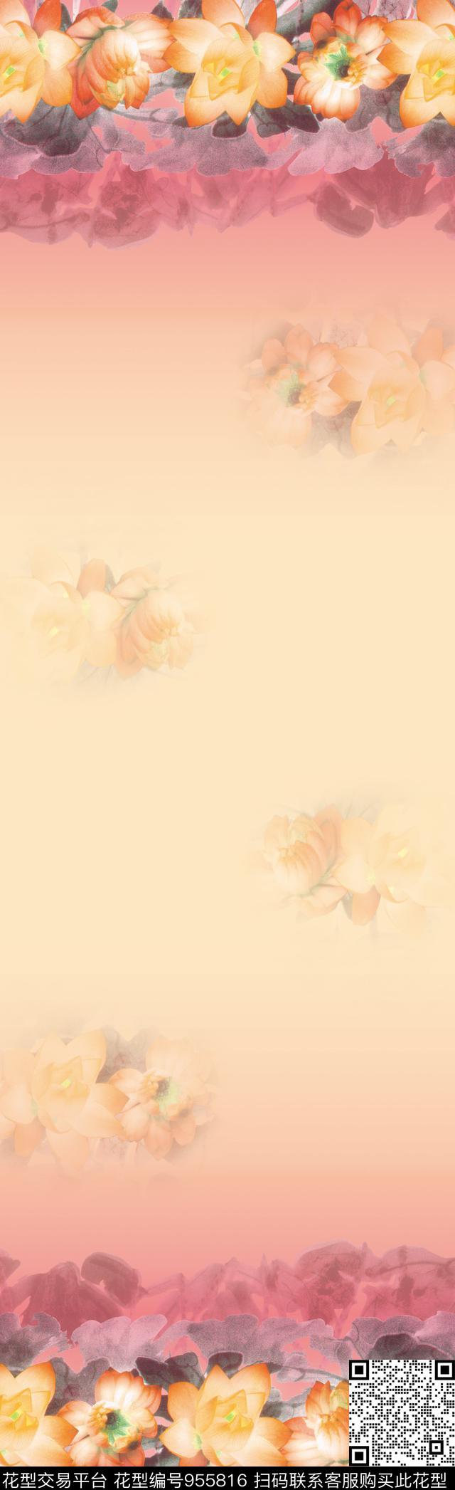 围巾数码华亿平台花卉数码印花华亿平台下载（图片编号: 955816） - 瓦栏（Walan）