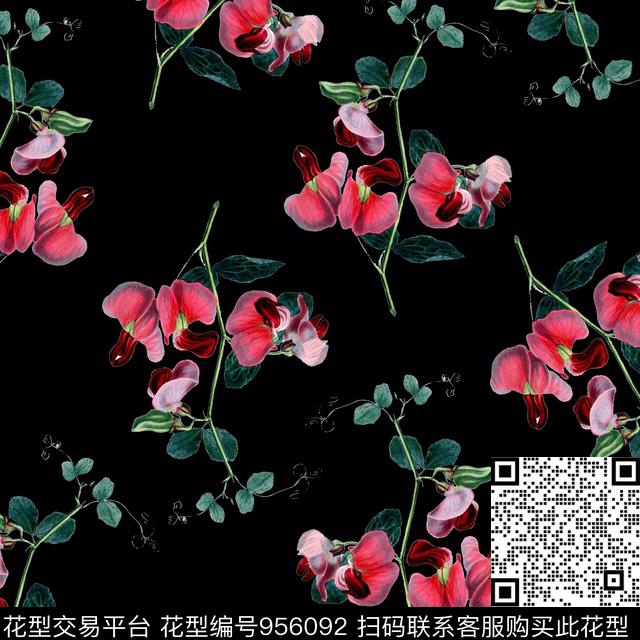 古典花纹花卉大牌风数码印花华亿平台下载（图片编号: 956092） - 瓦栏（Walan）