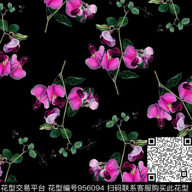 古典花纹花卉大牌风数码印花华亿平台下载（图片编号: 956094） - 瓦栏（Walan）