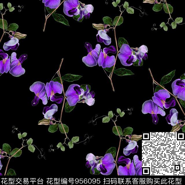 古典花纹花卉大牌风数码印花华亿平台下载（图片编号: 956095） - 瓦栏（Walan）