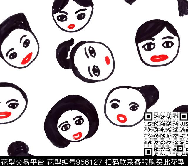 创意卡通人物女装传统印花华亿平台下载（图片编号: 956127） - 瓦栏（Walan）