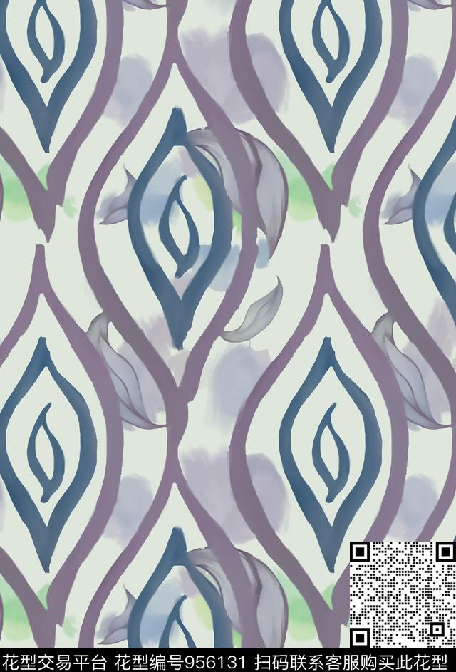 创意女装水墨风数码印花华亿平台下载（图片编号: 956131） - 瓦栏（Walan）