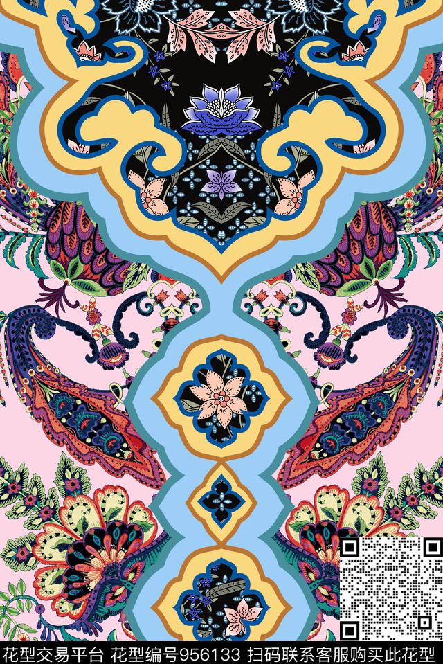 民族风定位花几何数码印花华亿平台下载（图片编号: 956133） - 瓦栏（Walan）