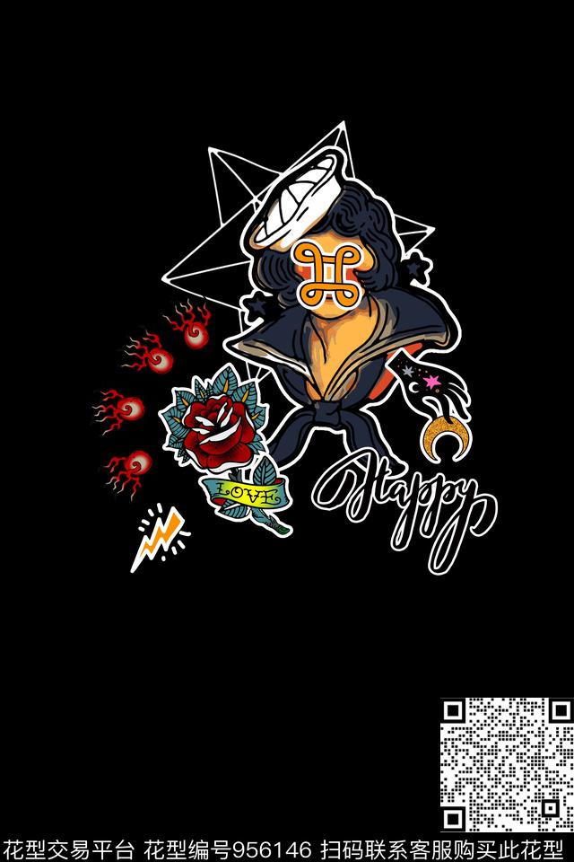 趣味卡通花卉数码印花华亿平台下载（图片编号: 956146） - 瓦栏（Walan）