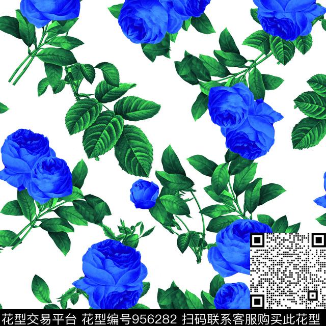 动物花卉手绘玫瑰春夏华亿平台数码印花华亿平台下载（图片编号: 956282） - 瓦栏（Walan）