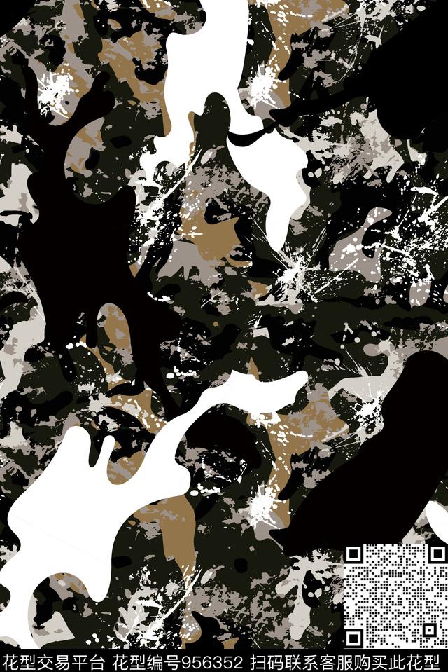 泼墨迷彩热带华亿平台传统印花华亿平台下载（图片编号: 956352） - 瓦栏（Walan）