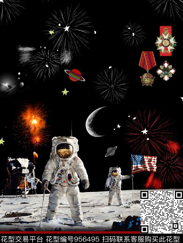 抽象定位花几何数码印花华亿平台下载（图片编号: 956495） - 瓦栏（Walan）