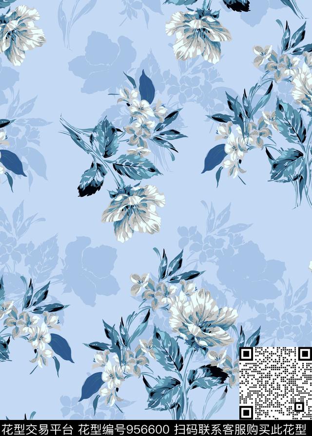 小碎花少女花卉数码印花华亿平台下载（图片编号: 956600） - 瓦栏（Walan）